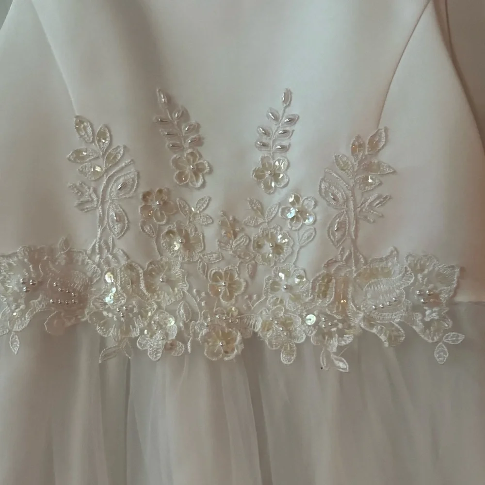Santa Monica Girls 14 Flower Girl Dress White Formal Communion Beaded Bridal